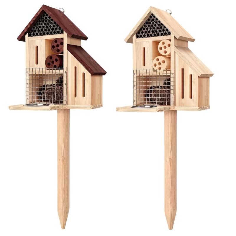 Insect Hotel Wood - Drewniany domek dla owadów na paliku,