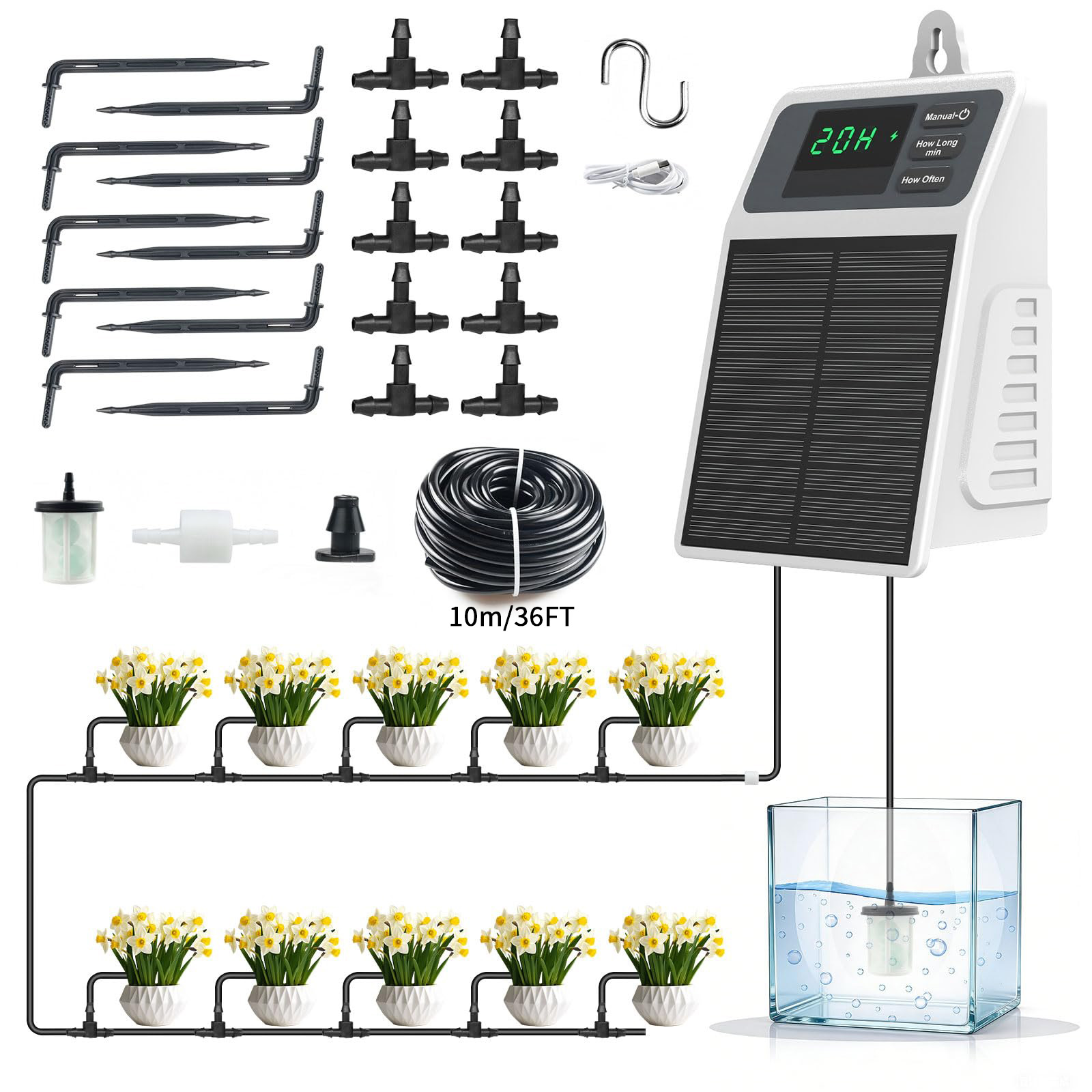 Smart Garden Technology - Ulepszony solarny system nawadniania kropelkowego, automatyczne