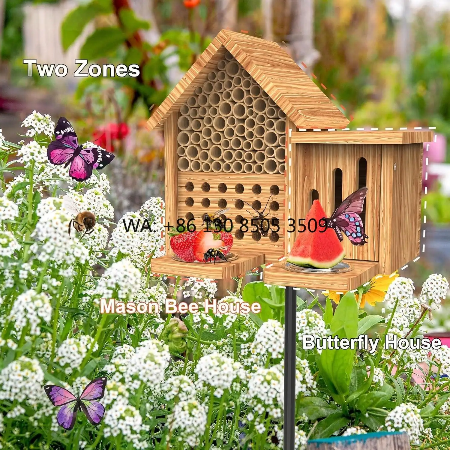 Insect Hotel Wood - Wodoodporny, naturalny, ręcznie robiony drewniany hotel